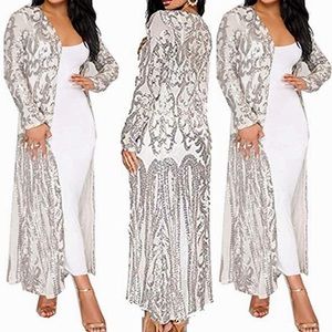 PROMLINK Sequin Cardigans Duster Sparkly Blazer Jackets Long for Women Evening